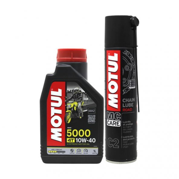 Motul 5000 10W-40 4T Motosiklet Yağı 1 Lt + C2 Zincir Yağı 400 ML ürün görseli 1
