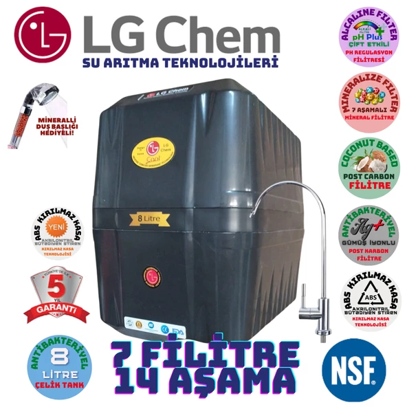 LG Chem COOL SİYAH 8 LİTRE 7 FİLTRE 14 AŞAMA SU ARITMA CİHAZI ürün görseli 1