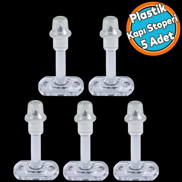 Şeffaf Plastik Kapı Pencere Arkası Tampon 8 CM Vidalı Duvar Koruyucu Silikon Stoper 5 Adet ürün görseli 1