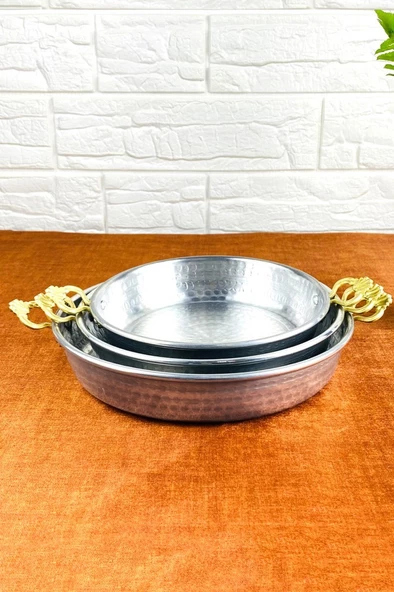 3lü Metal Sahan Tava Seti Çift Kulp 16cm-18cm-20cm ürün görseli 1