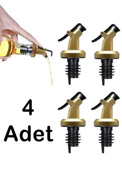 4 Adet Damlatmaz Yağdanlıklık Sirkelik Şişe Ucu Kapağı Tıpası Gold Siyah ürün görseli 1