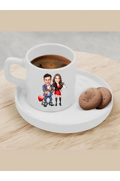 Kişiye Özel Türk Kahvesi Fincanı Karikatür Sevgili Fincanı 3 ürün görseli 1