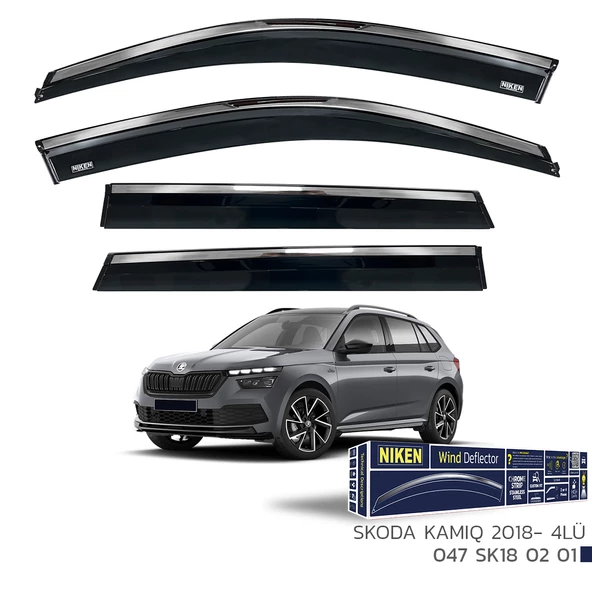 SKODA KAMIQ 2018 2019 2020 2021 2022 2023 2024 2025 KROMLU CAM RÜZGARLIĞI 4 LÜ ürün görseli 1