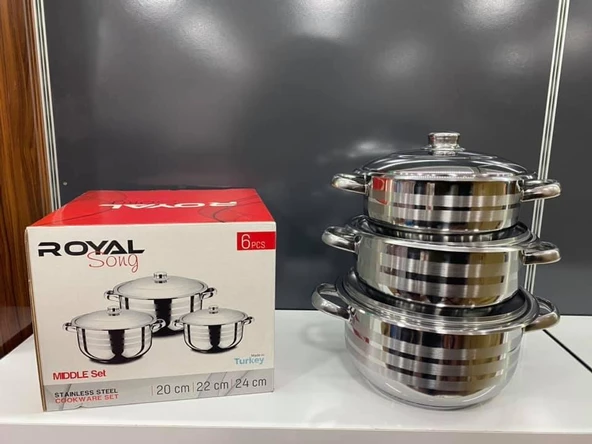 Royal Middle Çelik Tencere Seti 20-22-24 Cm - Resim 2