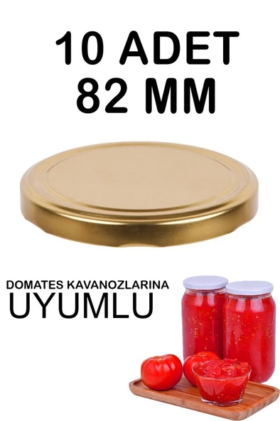 10 Adet 82mm Metal Konserve Kavanoz Kapağı Gold ürün görseli 1