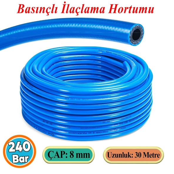Basınçlı İlaçlama Hortumu Ağaç Bitki Yaprak Sebze Meyve Tarım Ziraat Hortum 240 Bar 8 mm 30 Metre ürün görseli 1