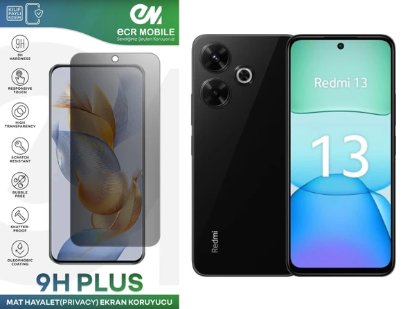 Redmi 13 Ekran Koruyucu Tam Uyumlu 9H Esnek Nano Kırılmayan HAYALET(Privacy) ürün görseli 1