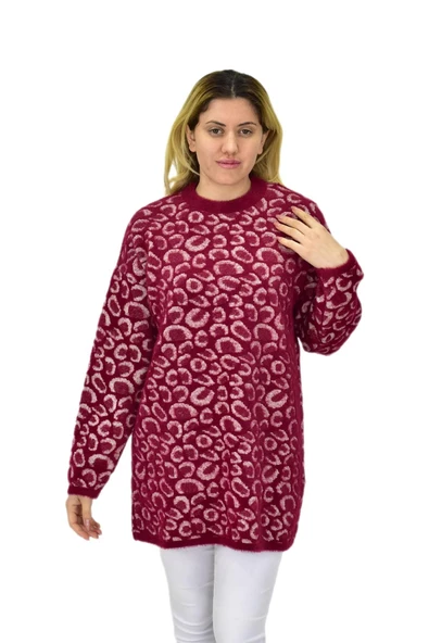 Kadın Leopar Desen Oversize Kazak 140116 BGL-ST04081 ürün görseli 1