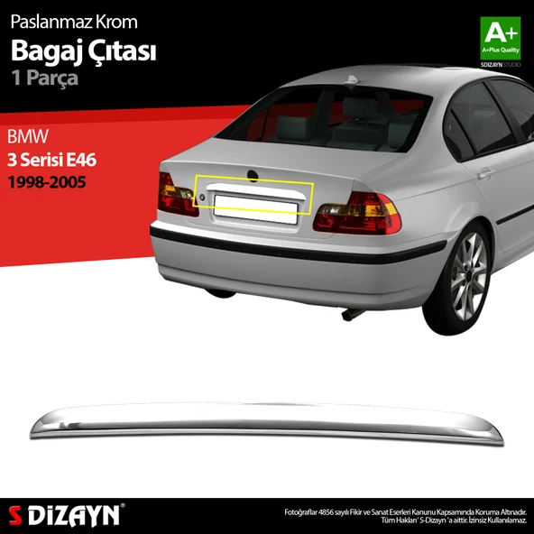 S-Dizayn Bmw 3 Serisi E46 Krom Bagaj Çıtası 1998-2005 ürün görseli 1