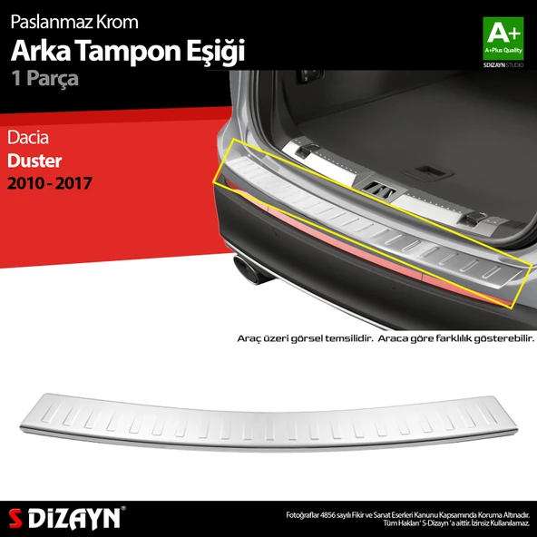 S-Dizayn Dacia Duster Krom Arka Tampon Eşiği 2009-2018 ürün görseli 1