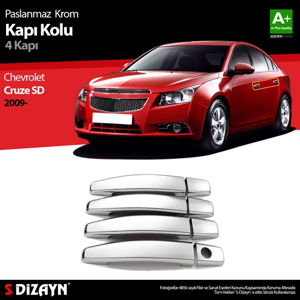S-Dizayn Chevrolet Cruze SD Krom Kapı Kolu 4 Kapı 2009-2019 ürün görseli 1