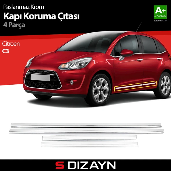 S-Dizayn Citroen C3 Kapı Koruma Çıtası Krom 2010-2016 - Resim 8