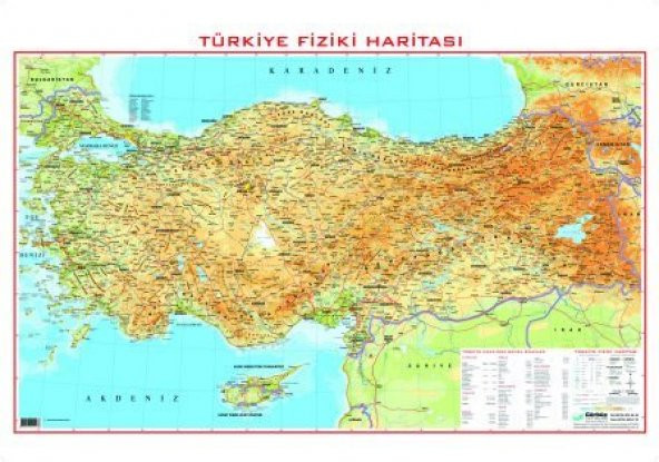 TÜRKİYE FİZİKİ HARİTASI 78X135 CM ürün görseli 1