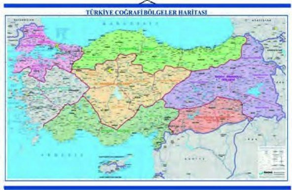 TÜRKİYE BÖLGELER HARİTASI (Kaplamalı) ürün görseli 1