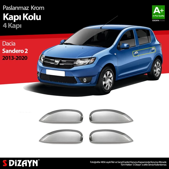 S-Dizayn Dacia Sandero 2 Krom Kapı Kolu 4 Kapı 2013-2020 ürün görseli 1