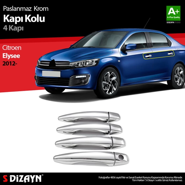 S-Dizayn Citroen C-Elysee Krom Kapı Kolu 4 Kapı 2013-2017 ürün görseli 1