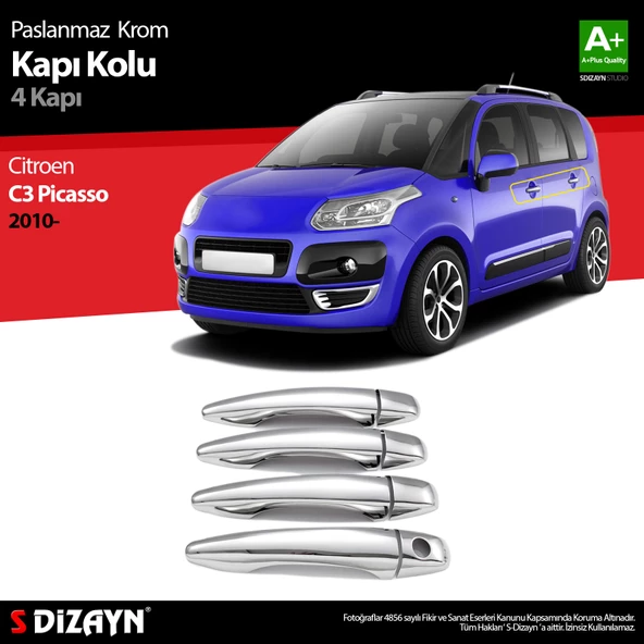 S-Dizayn Citroen C3 Picasso Krom Kapı Kolu 4 Kapı 2010-2017 ürün görseli 1