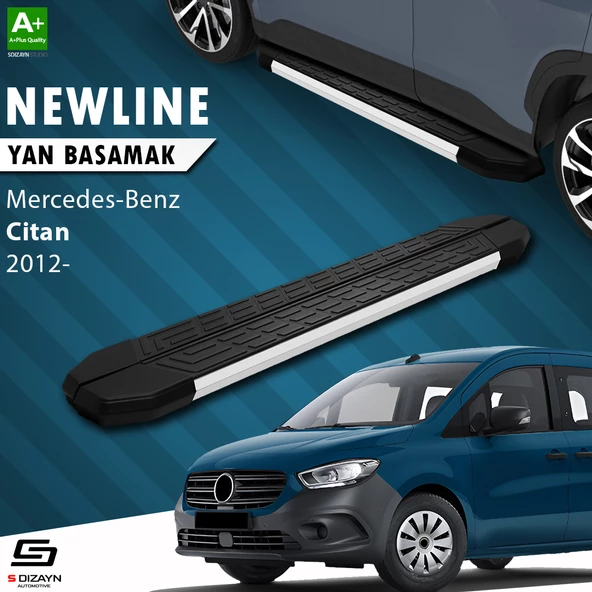 S-Dizayn Citan Uzun Şase NewLine Aluminyum Yan Basamak 223 Cm 2012-2021 A+ Kalite ürün görseli 1