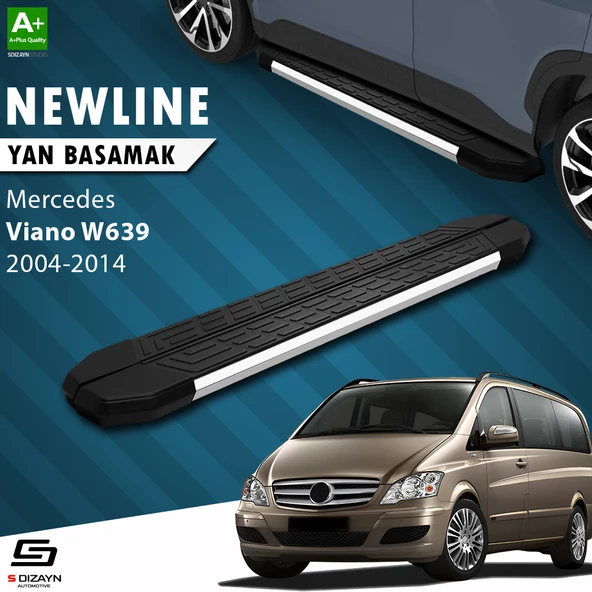 S-Dizayn Viano W639 Kısa Şase NewLine Krom Yan Basamak 233 Cm 2004-2014 A+ Kalite ürün görseli 1