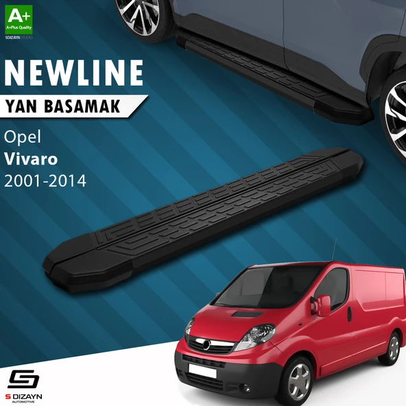 S-Dizayn Opel Vivaro A Kısa Şase NewLine Siyah Yan Basamak 223 Cm 2001-2014 A+ Kalite ürün görseli 1