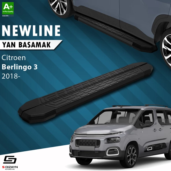 S-Dizayn Citroen Berlingo 3 Uzun Şase NewLine Siyah Yan Basamak 213 Cm 2018 Üzeri A+ Kalite ürün görseli 1