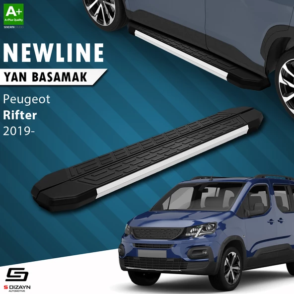 S-Dizayn Peugeot Rifter Uzun Şase NewLine Aluminyum Yan Basamak 213 Cm 2019 Üzeri A+ Kalite ürün görseli 1