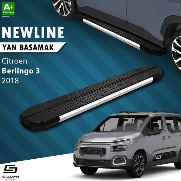 S-Dizayn Citroen Berlingo 3 Uzun Şase NewLine Krom Yan Basamak 213 Cm 2018 Üzeri A+ Kalite ürün görseli 1