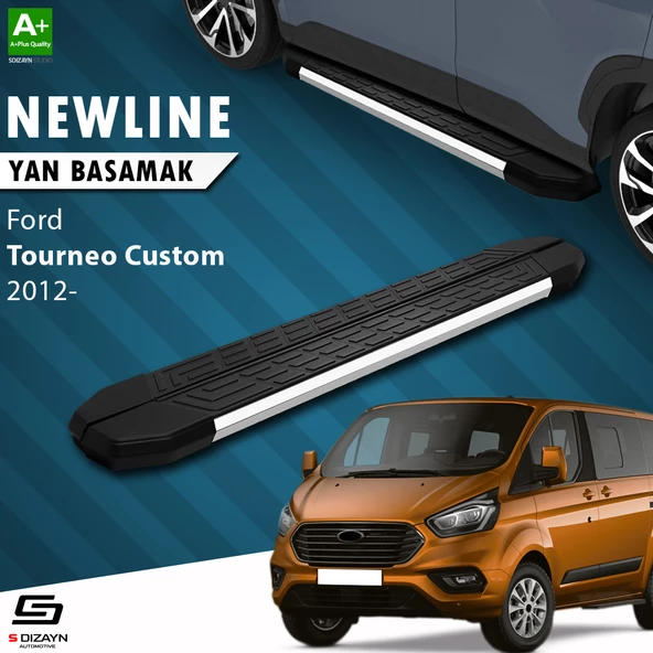 S-Dizayn Ford Tourneo Custom Kısa Şase NewLine Krom Yan Basamak 203 Cm 2012-2023 A+ Kalite ürün görseli 1