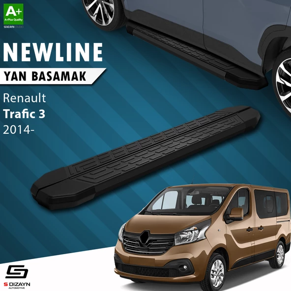 S-Dizayn Renault Trafic 3 Kısa Şase NewLine Siyah Yan Basamak 223 Cm 2014-2020 A+ Kalite ürün görseli 1