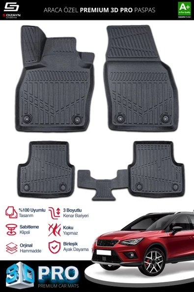 S-Dizayn Seat Arona 3D Pro Havuzlu Paspas 2017 Üzeri A+ Kalite ürün görseli 1