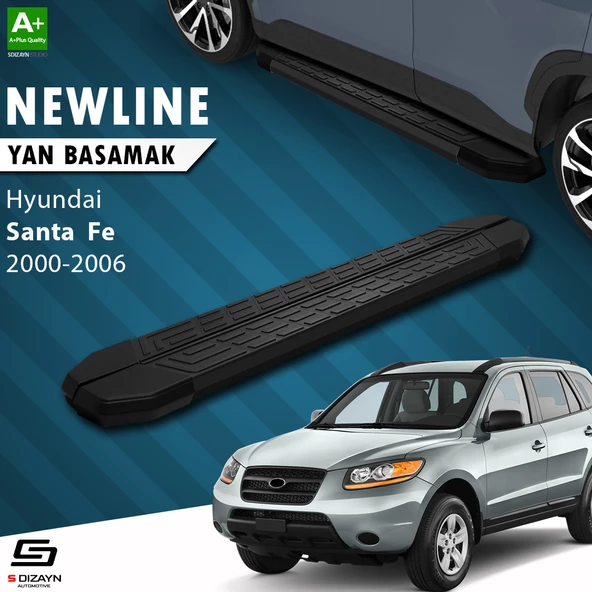S-Dizayn Hyundai Santa Fe NewLine Siyah Yan Basamak 163 Cm 2000-2006 A+ Kalite ürün görseli 1