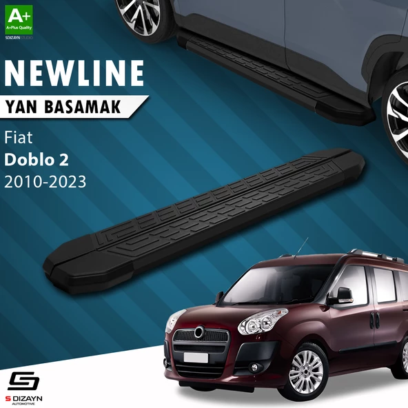 S-Dizayn Fiat Doblo 2 Uzun Şase NewLine Siyah Yan Basamak 223 Cm 2010-2023 A+ Kalite ürün görseli 1