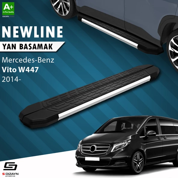 S-Dizayn Vito W447 Kısa Şase NewLine Krom Yan Basamak 233 Cm 2014 Üzeri A+ Kalite ürün görseli 1