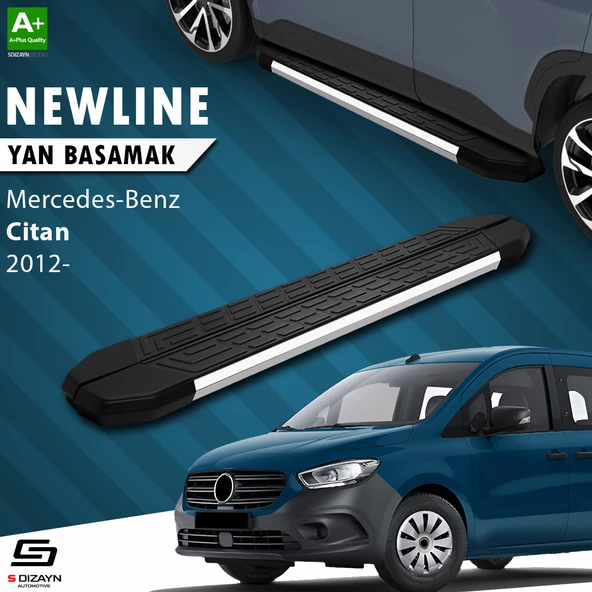 S-Dizayn Citan Uzun Şase NewLine Krom Yan Basamak 223 Cm 2012-2021 A+ Kalite ürün görseli 1