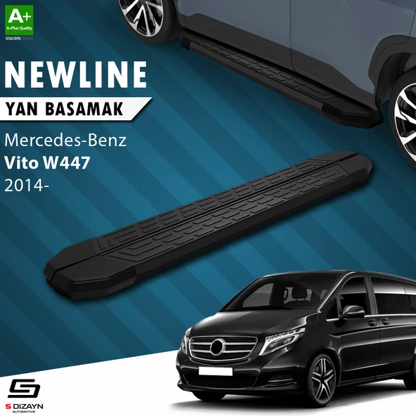 S-Dizayn Vito W447 Kısa Şase NewLine Siyah Yan Basamak 233 Cm 2014 Üzeri A+ Kalite ürün görseli 1