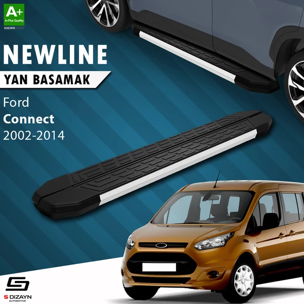 S-Dizayn Ford Connect Uzun Şase NewLine Aluminyum Yan Basamak 203 Cm 2002-2014 A+ Kalite ürün görseli 1