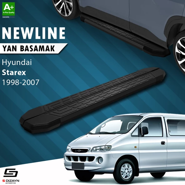 S-Dizayn Hyundai H-1 Starex Uzun Şase NewLine Siyah Yan Basamak 213 Cm 1998-2007 A+ Kalite ürün görseli 1