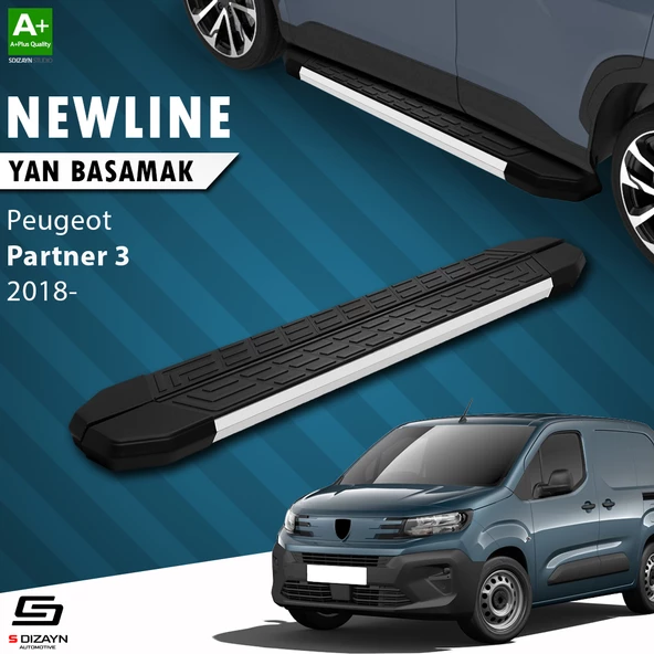 S-Dizayn Peugeot Partner 3 Uzun Şase NewLine Aluminyum Yan Basamak 213 Cm 2018 Üzeri A+ Kalite ürün görseli 1