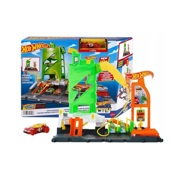 Hot Wheels Elektrikli Araç Şarj İstasyonu Oyun Seti - Mavi Su Dünyası ürün görseli 1