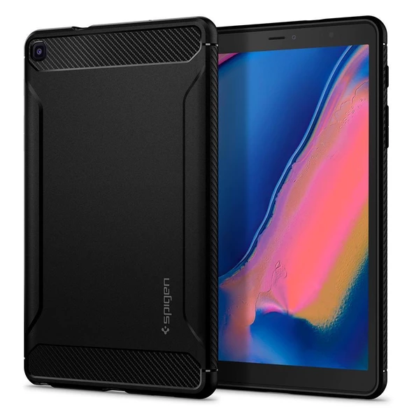 Spigen Galaxy Tab A 8.0 (2019) ile Uyumlu With S Pen SM-P200/P205 models only Rugged Armor Black ürün görseli 1