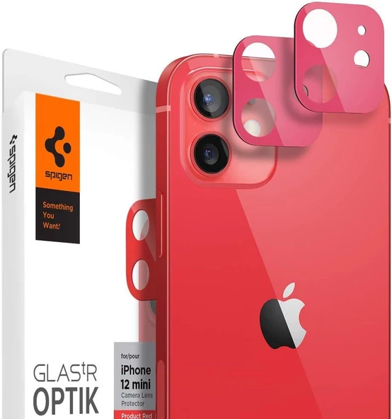 Spigen iPhone 12 Mini ile Uyumlu Kamera Lens Cam Ekran Koruyucu Glas.tR Optik (2 Adet) Red ürün görseli 1