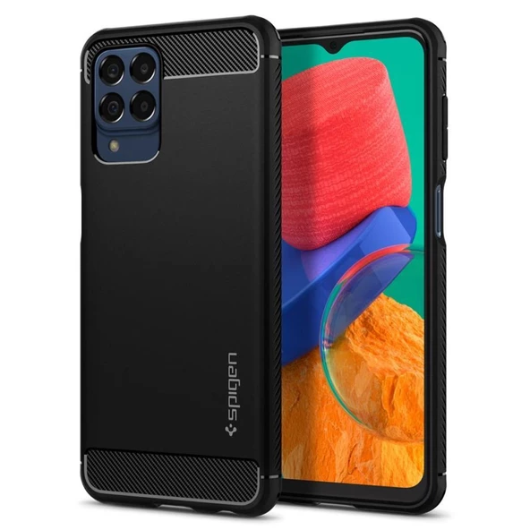 Spigen Galaxy M33 5G ile Uyumlu Kılıf Rugged Armor Black ürün görseli 1