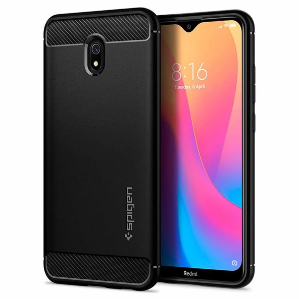Spigen Redmi 8A ile Uyumlu Kılıf Rugged Armor Matte Black ürün görseli 1