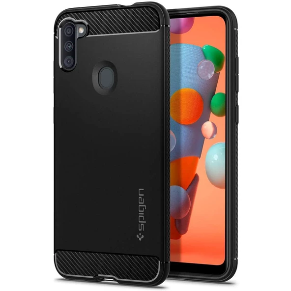 Spigen Galaxy M11 / Galaxy A11 ile Uyumlu Kılıf Rugged Armor Matte Black ürün görseli 1