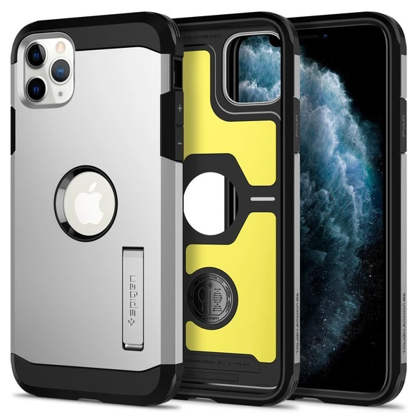 Spigen iPhone 11 Pro ile Uyumlu Kılıf Tough Armor XP Satin Silver ürün görseli 1