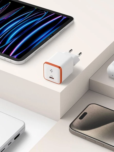 Spigen 30W USB-C Mini Adaptör - Samsung PPS Destekli Hızlı Şarj Aleti iPhone & Android & iPad & MacBook Type-C EE301 White ürün görseli 1