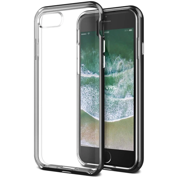 VRS Design iPhone 8/7 ile Uyumlu New Crystal Bumper Kılıf Metallic Black ürün görseli 1