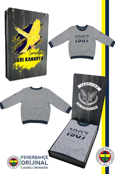 Fenerbahçe Orijinal Lisanslı Uzun Kol Lacivert Bebek 1907 Sweat Hediyelik Ahşap Kutulu ürün görseli 1