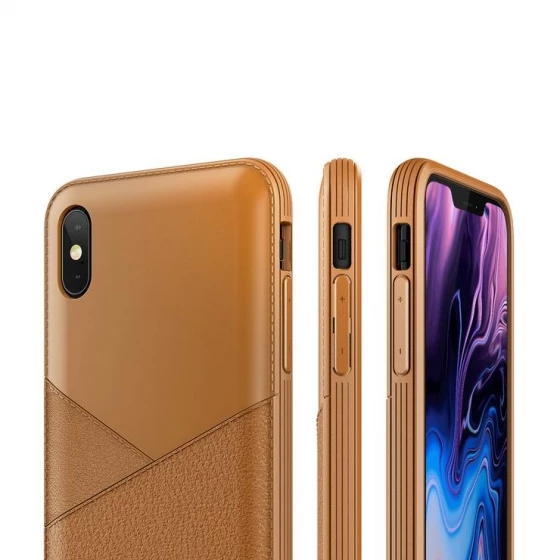 VRS iPhone Xs Max ile Uyumlu Leather Fit Label Kılıf Brown ürün görseli 1