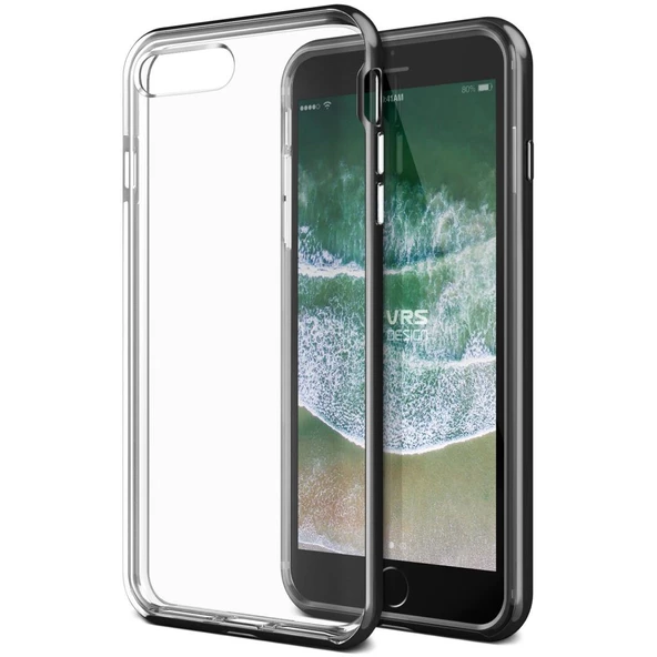 VRS iPhone 8 Plus/7 Plus ile Uyumlu New Crystal Bumper Kılıf Metallic Black ürün görseli 1